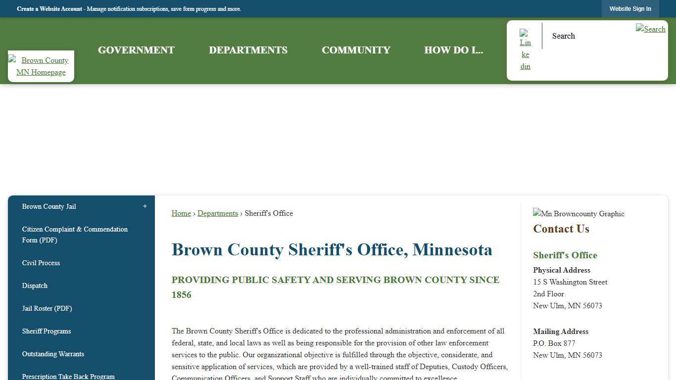 Brown County Sheriff's Office, Minnesota Brown County, MN